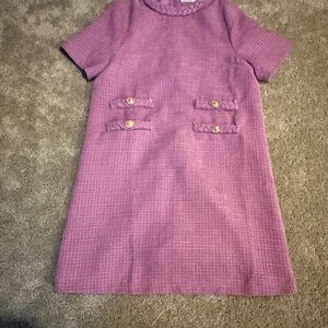 Chic Pink Tweed Dress with Button Details